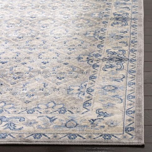 سجادة منطقة مجموعة SAFAVIEH Brentwood - 22.86 سم × 30.48 سم، عاجي وأزرق، تصميم شرقي متعثر، لا يتساقط ويسهل العناية به، مثالي للمناطق ذات حركة المرور العالية في غرفة المعيشة وغرفة النوم (BNT869A) in Kuwait
