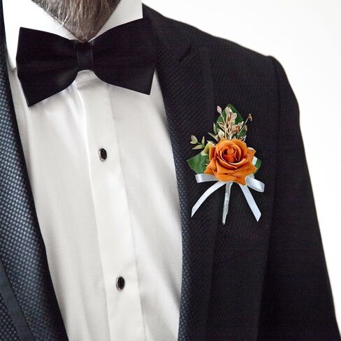 Red Rose Boutonniere for Men Wedding Set of 6, Groom and Best Man Boutonniere Artificial Flowers for Wedding Ceremony Anniversary, Parties, Proms in Saudi Arabia