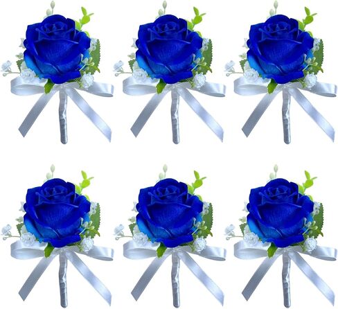 Red Rose Boutonniere for Men Wedding Set of 6, Groom and Best Man Boutonniere Artificial Flowers for Wedding Ceremony Anniversary, Parties, Proms in Saudi Arabia