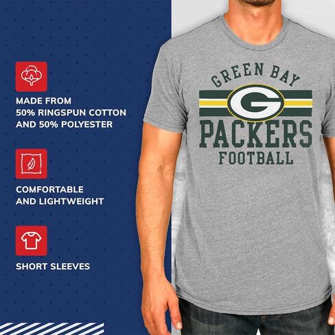 Team Fan Apparel NFL Adult Short Sleeve Team Stripe Tee - Adult T-Shirt for Men & Women with Cotton & Polyester - Tagless in Saudi Arabia