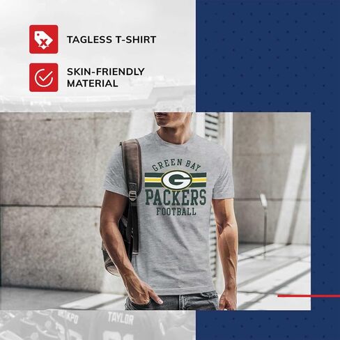 Team Fan Apparel NFL Adult Short Sleeve Team Stripe Tee - Adult T-Shirt for Men & Women with Cotton & Polyester - Tagless in Saudi Arabia