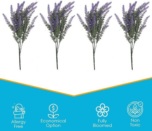نبات اللافندر المزيف من Houseables، أرجواني، 4 حزم، بلاستيك، صناعي، متجمد، 14 بوصة - 14.5 بوصة، ديكور، حديث، ديكورات رف، للداخلية، الخارجية، المنزل، ملحقات غرفة النوم، المطبخ، غرفة المعيشة in Kuwait