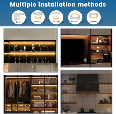 Muzata 10 حزمة 3.3FT/1M نظام قناة LED أسود مع عدسة غطاء أسود دخاني شفاف، ملف تعريف مسار الألومنيوم لشريط الضوء تحت الخزانة، شكل U U1SW BB in Kuwait