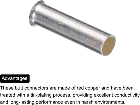 MECCANIXITY 1000 Pcs Non Insulated Butt Connectors 16AWG Wire Connector for Electrical Wire Crimp Ferrule Terminals in Saudi Arabia