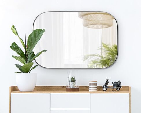 Kate and Laurel Rollo Midcentury Rounded Rectangle Mirror, 20 x 30, Gold, Modern Metal Framed Mirror in Saudi Arabia