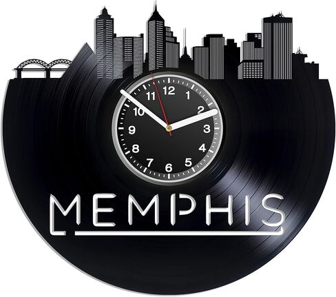 Memphis City of Tennessee New Year Gift Idea for Boy Gift Idea for Girl Unique Decal Memphis City Decor for House Memphis Wall Clock Memphis City Vintage Record Clock in Saudi Arabia