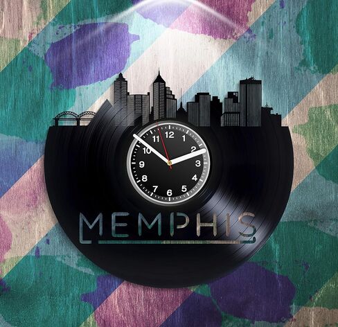 Memphis City of Tennessee New Year Gift Idea for Boy Gift Idea for Girl Unique Decal Memphis City Decor for House Memphis Wall Clock Memphis City Vintage Record Clock in Saudi Arabia