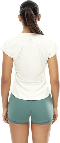 icyzone Women's Crewneck Workout T Shirts Quick Dry Athletic Cap Sleeve Fitness Gym Running Yoga Tee Tops in Kuwait