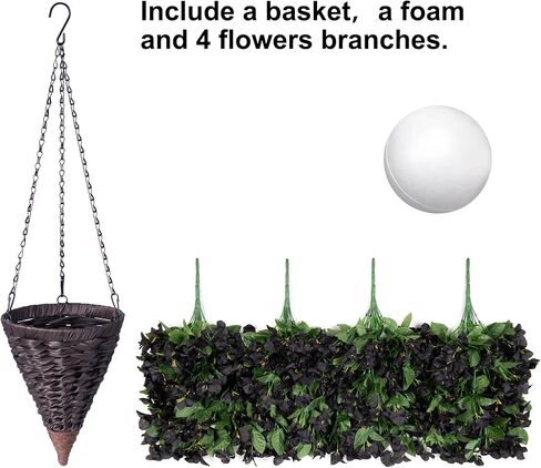 Artificial Fake Outdoor Hanging Flower Plant Baskets for Outside Decoration, Faux Silk Fall Flowers UV Resistant Look Real Bougainvillea Trailing Vines for Porch Patio Balcony Yard, Hotpink in Saudi Arabia