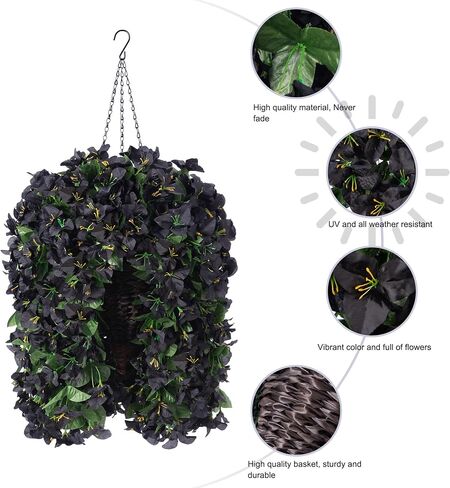 Artificial Fake Outdoor Hanging Flower Plant Baskets for Outside Decoration, Faux Silk Fall Flowers UV Resistant Look Real Bougainvillea Trailing Vines for Porch Patio Balcony Yard, Hotpink in Saudi Arabia