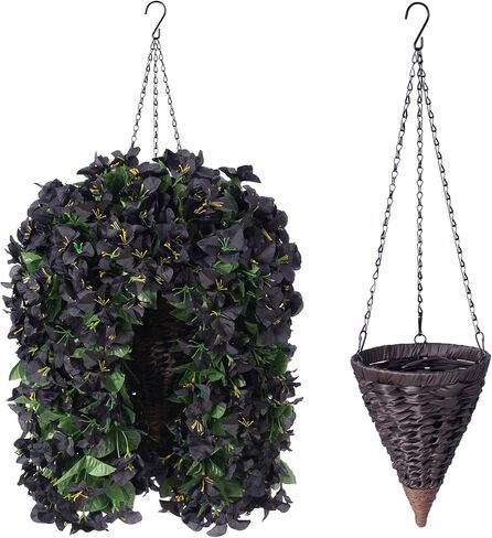 Artificial Fake Outdoor Hanging Flower Plant Baskets for Outside Decoration, Faux Silk Fall Flowers UV Resistant Look Real Bougainvillea Trailing Vines for Porch Patio Balcony Yard, Hotpink in Saudi Arabia