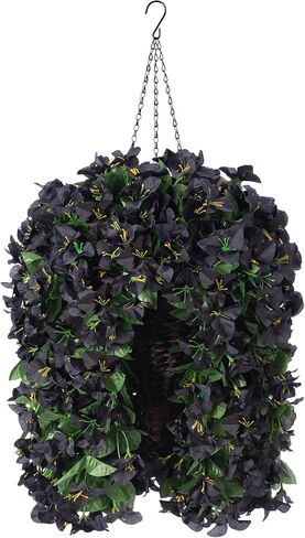 Artificial Fake Outdoor Hanging Flower Plant Baskets for Outside Decoration, Faux Silk Fall Flowers UV Resistant Look Real Bougainvillea Trailing Vines for Porch Patio Balcony Yard, Hotpink in Saudi Arabia