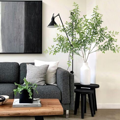 HOHOTIME 2PCS 43.3 "نباتات صناعية داخلية، فروع خضراء صناعية للمزهرية، سيقان خضراء صناعية، فروع صناعية، نباتات غصين وهمية لديكور المنزل ومتجر المكاتب، التخليص in Kuwait