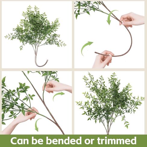 HOHOTIME 2PCS 43.3 "نباتات صناعية داخلية، فروع خضراء صناعية للمزهرية، سيقان خضراء صناعية، فروع صناعية، نباتات غصين وهمية لديكور المنزل ومتجر المكاتب، التخليص in Kuwait