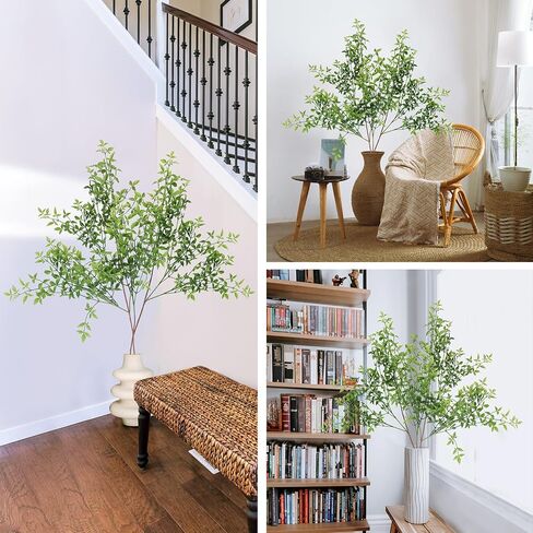 HOHOTIME 2PCS 43.3 "نباتات صناعية داخلية، فروع خضراء صناعية للمزهرية، سيقان خضراء صناعية، فروع صناعية، نباتات غصين وهمية لديكور المنزل ومتجر المكاتب، التخليص in Kuwait