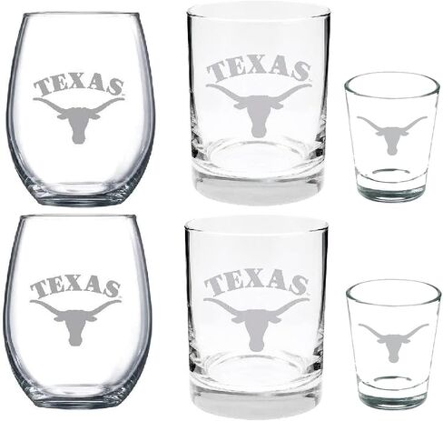 6 Piece Satin Glass Combo Set Includes 2 Wines (juice), 2 Rocks (old fashion) and 2 Shot Glasses (Michigan National Championship) in Saudi Arabia