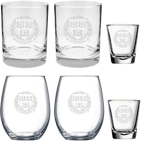 6 Piece Satin Glass Combo Set Includes 2 Wines (juice), 2 Rocks (old fashion) and 2 Shot Glasses (Michigan National Championship) in Saudi Arabia