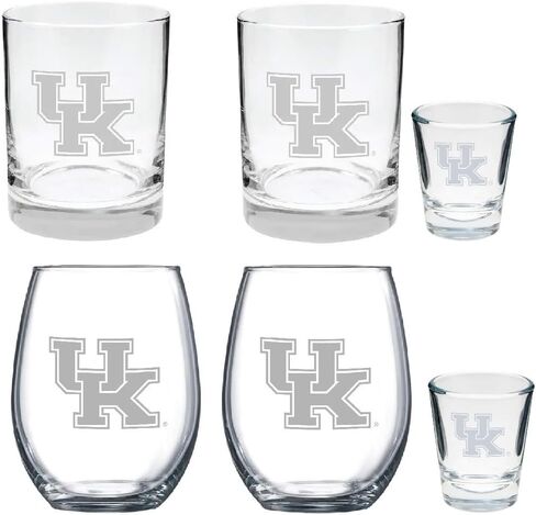 6 Piece Satin Glass Combo Set Includes 2 Wines (juice), 2 Rocks (old fashion) and 2 Shot Glasses (Michigan National Championship) in Saudi Arabia