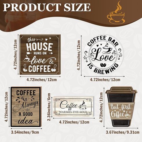 5 قطع من كابودا، لافتة بار القهوة، ديكور طاولة خشبية، لافتة طاولة مزرعة ريفية، علامات ديكور القهوة، لافتات محطة القهوة، ملحقات بار القهوة لبار القهوة، المطبخ، المنزل، المكتب، المقهى in Saudi Arabia