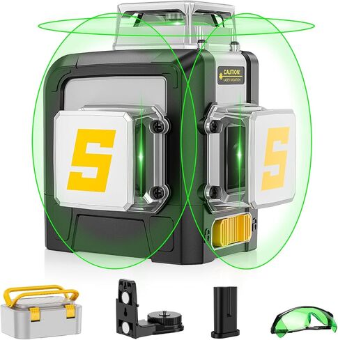 Laser Level 360 self leveling, SAVSEC 12 Lines 3 x 360 Laser Level, 3D Green Self-Level Laser Level Cross Line Alignment Laser Tool with Pulse Mode for Construction and Picture Hanging - 703CG in Kuwait
