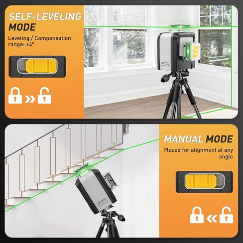 Laser Level 360 self leveling, SAVSEC 12 Lines 3 x 360 Laser Level, 3D Green Self-Level Laser Level Cross Line Alignment Laser Tool with Pulse Mode for Construction and Picture Hanging - 703CG in Kuwait