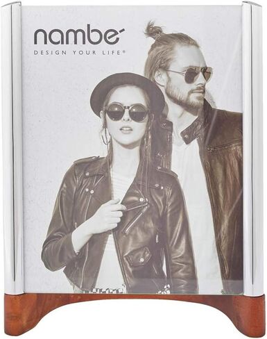 nambe Sky View Picture Frame, 5 by 7 - Inch | Photo Frame with Tempered Glass | Tabletop Display Family, Friends, Wedding Gift, Home Office Décor | Nambe Alloy, Acacia Wood and Glass in Saudi Arabia