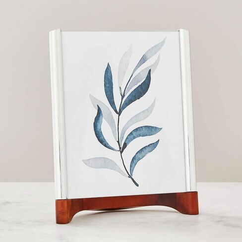 nambe Sky View Picture Frame, 5 by 7 - Inch | Photo Frame with Tempered Glass | Tabletop Display Family, Friends, Wedding Gift, Home Office Décor | Nambe Alloy, Acacia Wood and Glass in Saudi Arabia