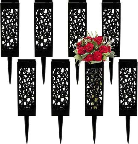 عبوة من 8 مزهريات مقبرة من Kingrol مع أوتاد قوية، مزهريات زهور بلاستيكية للزهور الاصطناعية الطازجة، وديكورات القبر in Kuwait