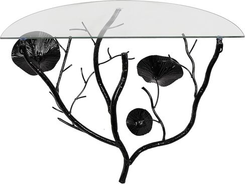Deco 79 Metal Floral Branch Wall Shelf with Glass Top, 24" x 12" x 16", Black in Saudi Arabia