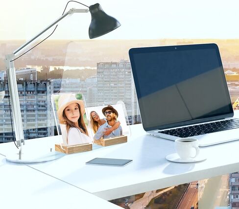إطارات صور أكريليك مقاس 4 × 6، إطار شفاف بحواف بيضاء وقاعدة خشبية، إطار صور قائم لديكور المنزل الريفي، مجموعة إطار صور أفقي ورأسي لسطح الطاولة وشاشة سطح المكتب | عبوة من 2 in Kuwait