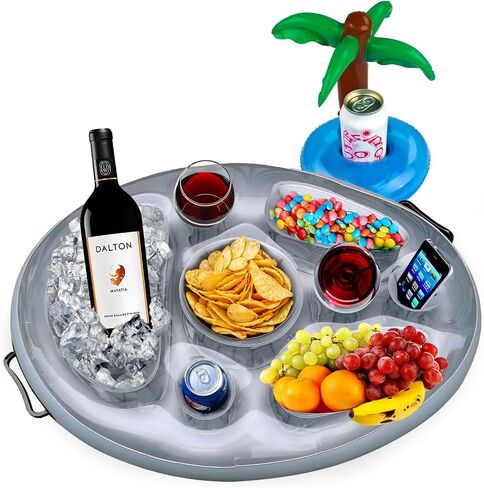 Inflatable Drink Floats for Swimming Pool, Hot Tub, Lake, and Ocean, Floating Tray for Snacks, Cocktails, Beer, Wine, Summer Accessories for Adults in Kuwait