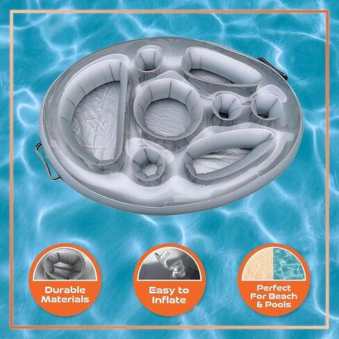 Inflatable Drink Floats for Swimming Pool, Hot Tub, Lake, and Ocean, Floating Tray for Snacks, Cocktails, Beer, Wine, Summer Accessories for Adults in Kuwait