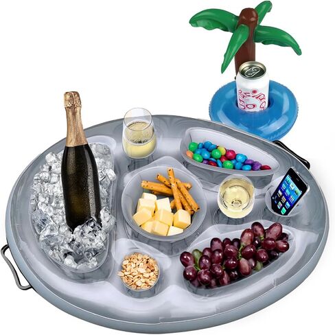 Inflatable Drink Floats for Swimming Pool, Hot Tub, Lake, and Ocean, Floating Tray for Snacks, Cocktails, Beer, Wine, Summer Accessories for Adults in Kuwait