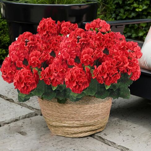 FERIAL4PCS زهور حرير إبرة الراعي الحمراء الاصطناعية في الهواء الطلق نبات بوش زهور صناعية إبرة الراعي لديكور المنزل الأزهار في الهواء الطلق داخلي حديقة فناء قبر مزهرية الجدول المركزية in Kuwait