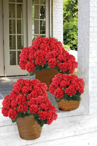 FERIAL4PCS زهور حرير إبرة الراعي الحمراء الاصطناعية في الهواء الطلق نبات بوش زهور صناعية إبرة الراعي لديكور المنزل الأزهار في الهواء الطلق داخلي حديقة فناء قبر مزهرية الجدول المركزية in Kuwait
