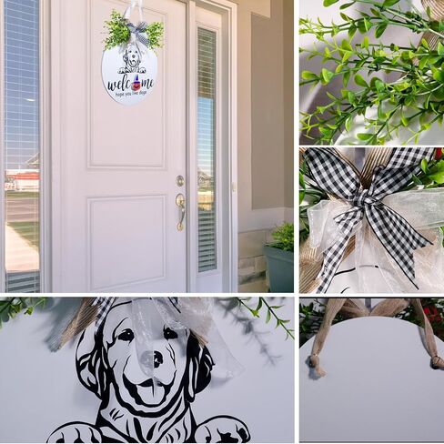 Welcome Sign for Front Door,12 Inches Interchangeable Seasonal Front Door Decor Welcome Sign,Hope You Like Dogs Front Door Hanger Decoration,Round Wooden Dog Welcome Door Sign for Housewarming Gift in Saudi Arabia