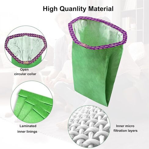 20 حزمة من أكياس المرشحات الدقيقة البديلة 107313 المتوافقة مع مكنسة الظهر ProTeam سعة 10 كوارت: Super Coach Pro 10، GoFit 10 - ياقة مثلثة مفتوحة in Kuwait