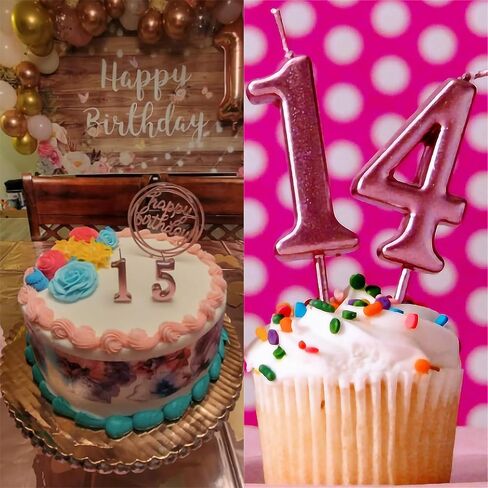 25th & 52nd Birthday Candles, Rose Gold Number 25 52 Candle for Cake, Happy Birthday Cake Topper Decoration for Birthday Anniversary Celebration Party Supplies in Saudi Arabia