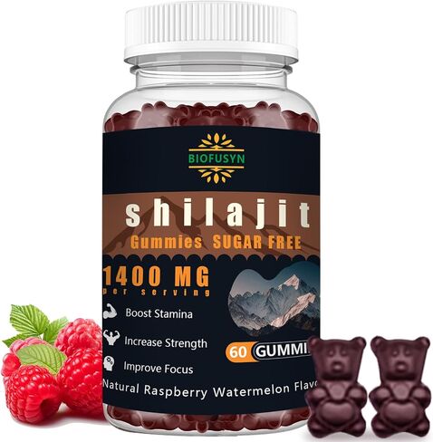 Shilajit Gummies for Men & Women - 1400mg, Pure Himalayan Supplement, High in Minerals & Fulvic Acid, Energy, Brain, Immunity Boost, Raspberry Watermelon Flavor in Saudi Arabia