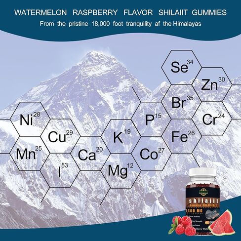 Shilajit Gummies for Men & Women - 1400mg, Pure Himalayan Supplement, High in Minerals & Fulvic Acid, Energy, Brain, Immunity Boost, Raspberry Watermelon Flavor in Saudi Arabia