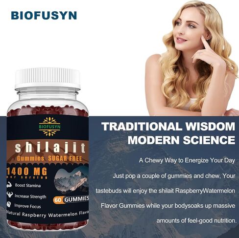 Shilajit Gummies for Men & Women - 1400mg, Pure Himalayan Supplement, High in Minerals & Fulvic Acid, Energy, Brain, Immunity Boost, Raspberry Watermelon Flavor in Saudi Arabia