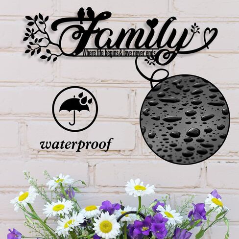 Family Wall Decor, Black Wall Decor, Home Decor Wall Metal Sign, 12 X 3.6 Inch Wall Decorations for Living Room and Housewarming, Family Where Life Begins Love Never Ends Word Sign Metal Wall Art in Saudi Arabia