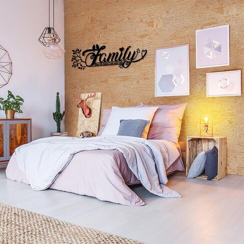 Family Wall Decor, Black Wall Decor, Home Decor Wall Metal Sign, 12 X 3.6 Inch Wall Decorations for Living Room and Housewarming, Family Where Life Begins Love Never Ends Word Sign Metal Wall Art in Saudi Arabia