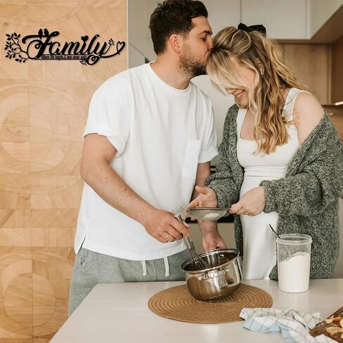 Family Wall Decor, Black Wall Decor, Home Decor Wall Metal Sign, 12 X 3.6 Inch Wall Decorations for Living Room and Housewarming, Family Where Life Begins Love Never Ends Word Sign Metal Wall Art in Saudi Arabia
