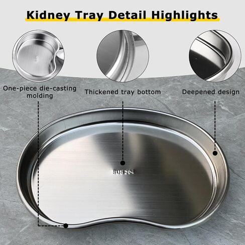 Kidney Tray - Romlon 3 Pack Stainless Steel Tray Metal Tray Stainless Steel Curved Sheet for Dental, Lab Instrument, Office Room, Bathroom. in Saudi Arabia