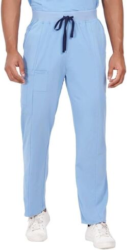 MIKAL Bottom Scrub for Men, Regular Fit with 7 Pockets, Cotton Lycra Professional Knitted Medical/Health Care Uniform in Saudi Arabia