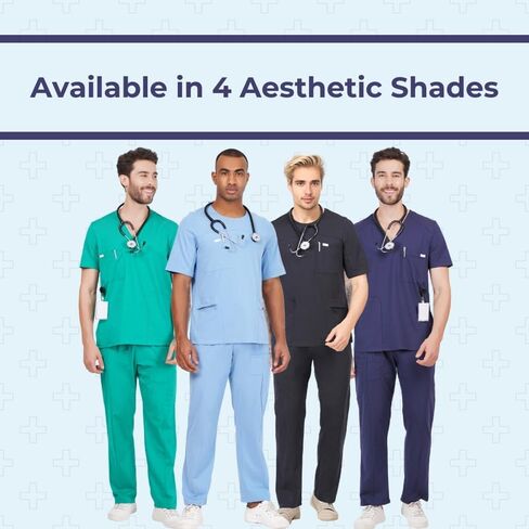 MIKAL Bottom Scrub for Men, Regular Fit with 7 Pockets, Cotton Lycra Professional Knitted Medical/Health Care Uniform in Saudi Arabia