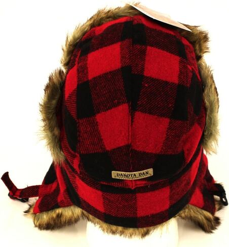 Red and Black Buffalo Plaid Faux Fur Winter Trooper Cap Hat in Kuwait