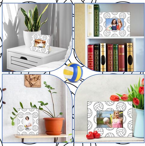 6 Pcs 8'' x 10'' Wooden Volleyball Picture Frame Sports Athletics Frames Team Photo Frame Bulk for Athlete Coach Team Sports Theme Party Gifts, Fits Display 4'' x 6'' Photos in Saudi Arabia
