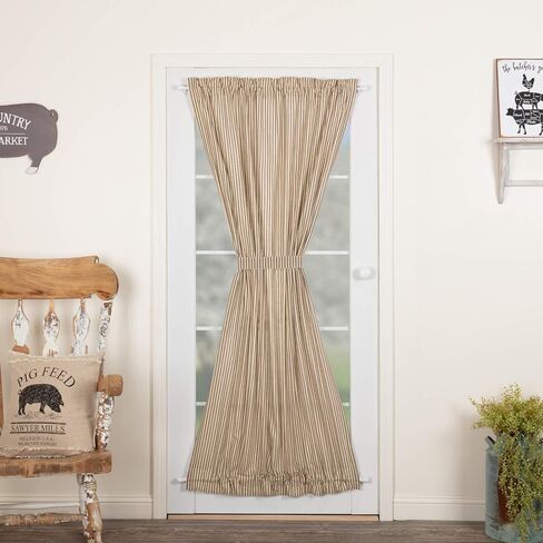 VHC Brands Sawyer Mill Red French Door Panel Curtains Farmhouse Country Stripe Window Drapes 72x40 for Patio Side Door in Saudi Arabia